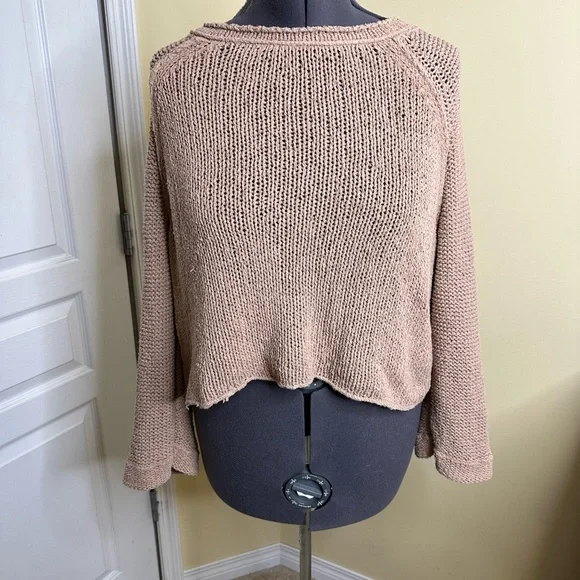 Free People tan Endless Stories open back sweater size large - Picture 6 of 11